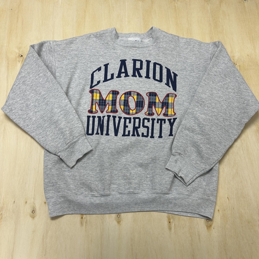 Vintage 90s Velva Sheen Sweatshirt Womens XL Gray Clarion Mom University Fleece